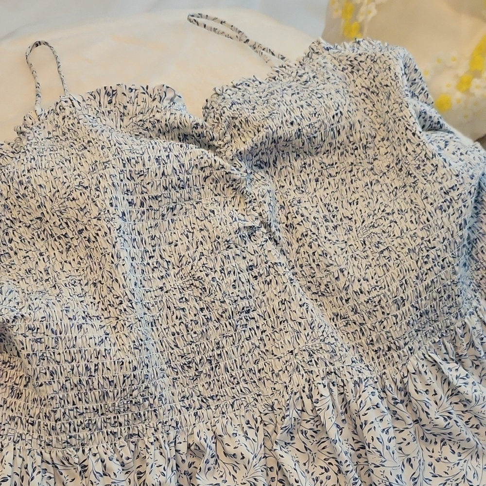 H&M Blue and White Textured Dress